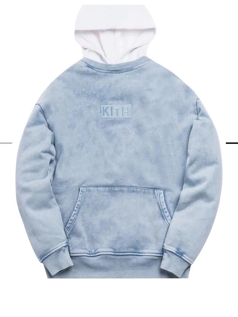 Kith Light Blue Washed Pullover Hoodie with White Hood
